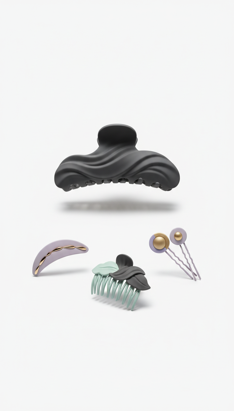 Graphite Wave Sculpted Hair Clip