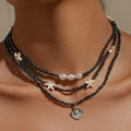 Midnight Pearl Starfish Layered Necklace