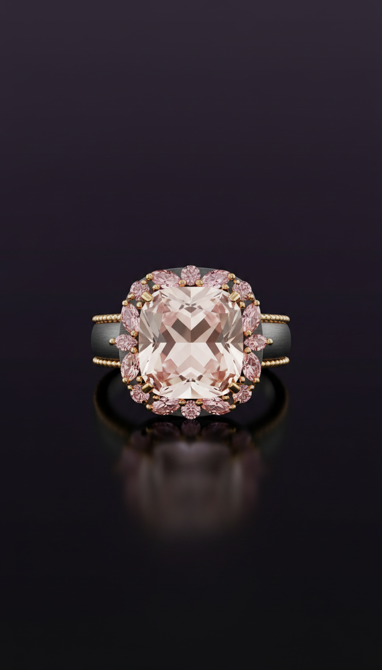 Champagne Blush Faceted Cocktail Ring