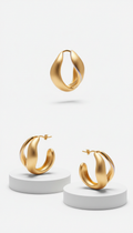 Sculptural Hoop Earrings in Soft Gold