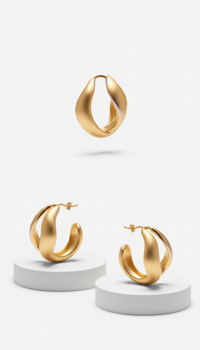 Sculptural Hoop Earrings in Soft Gold